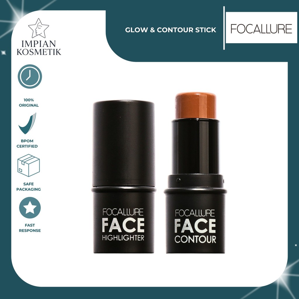 IMPIAN KOSMETIK FOCALLURE HIGHLIGHTER & CONTOUR STICK 03 COFEE