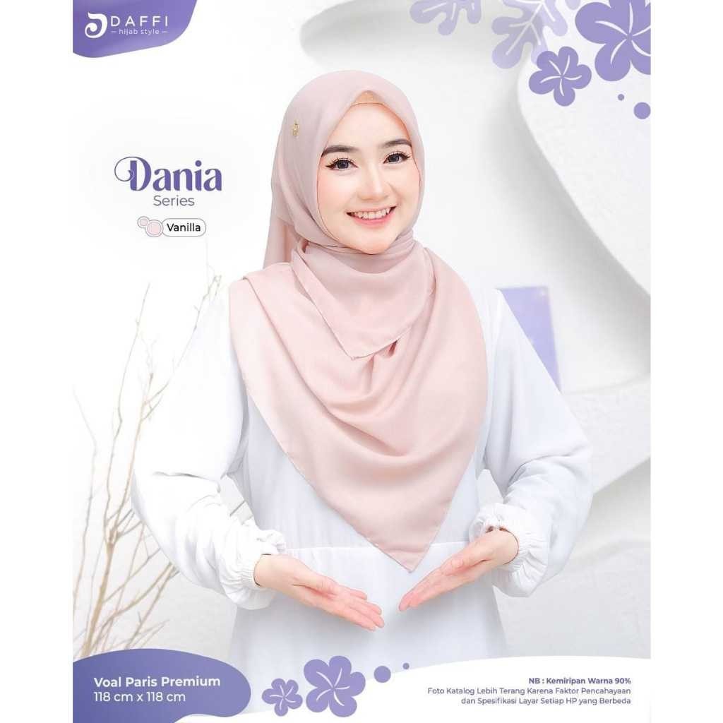 DAFFI HIJAB ORI - DANIA  segiempat polos daffi terbaru