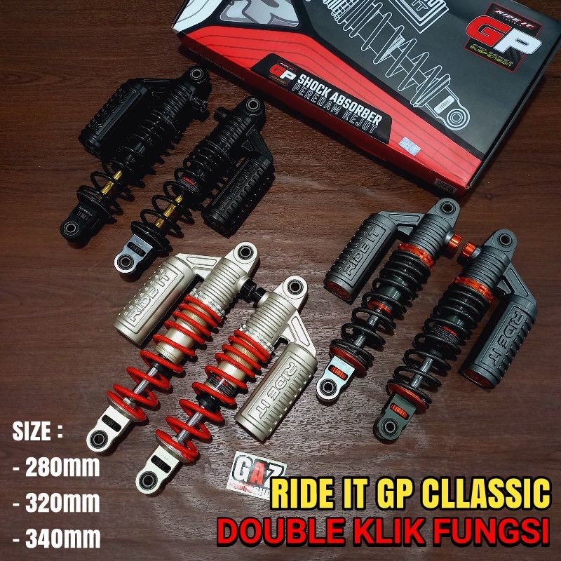 Skok Tabung KYB Ride IT GP CLASSIC DOUBLE Klik Fungsi Shockbreaker Model Kayaba 280mm 320mm 340mm