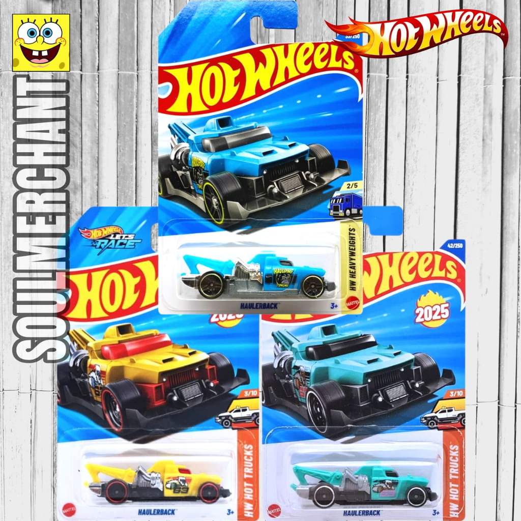 Hot Wheels Haulerback Biru Kuning Hijau Tosca - Mobil Truck Derek