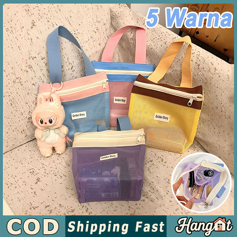 Pouch Jaring Transparan Tas Jaring Tempat Sabun Mandi Tas Make Up Kosmetik Pakaian Dalam Alat Mandi 