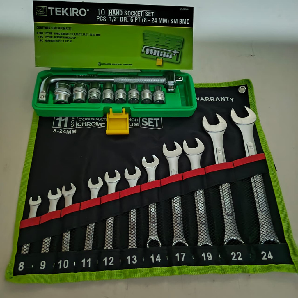 PAKET 2 SET TEKIRO KUNCI SHOCK SOK 10PCS 8-24MM + KUNCI RING PAS VELOZ 11PCS 8-24MM / TOOLSET / PERK