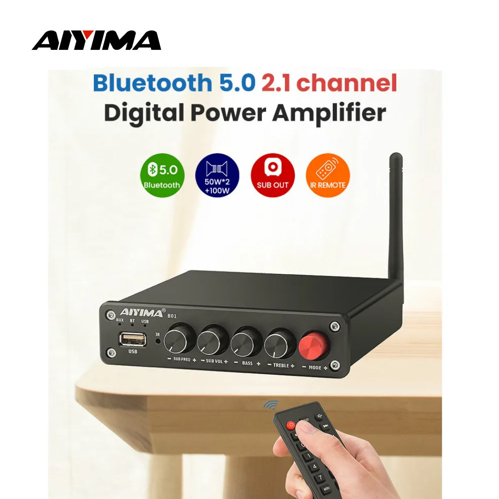 AIYIMA B01 Bluetooth Power Amplifier 2.1 Sound Amplificador Speaker Home Auo Amp A03 TPA3116 Subwoof