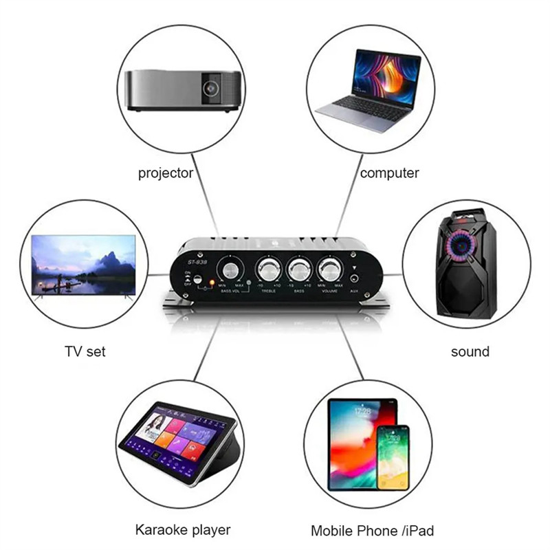 Superior ST-838 Auo Amplifier Black Mini Amplifier Hifi Auo Amplifier Fm Rao Mini Hifi Auo Power Amp