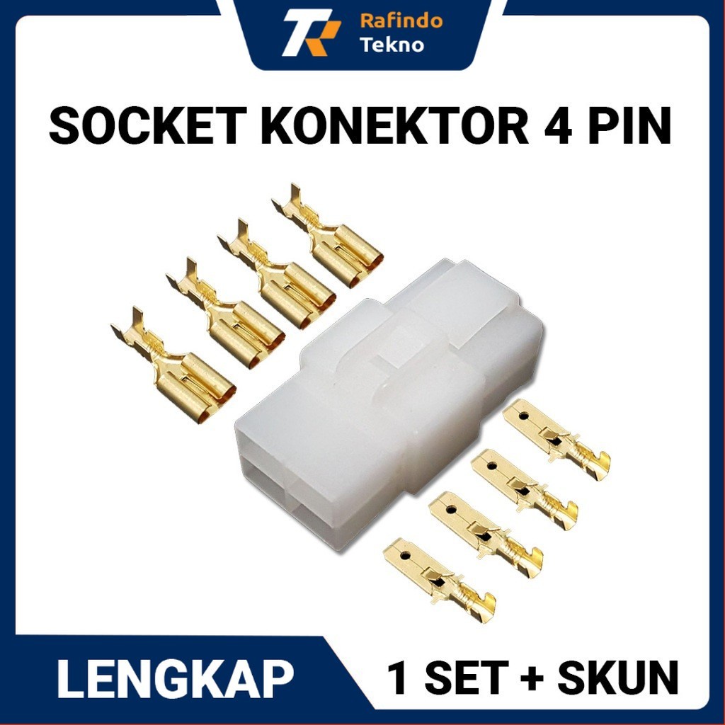 Soket Konektor Kabel 4 Pin Lengkap 1 set + Skun | Soket Motor | Soket Mobil | Konektor Kabel