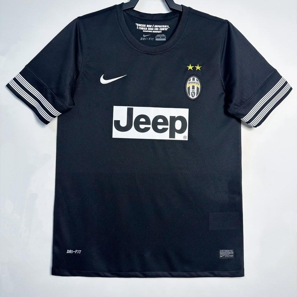 Jersey Sepak Bola Lengan Pendek Hitam Tandang Juventus Dewasa Retro 2012-13 T shirt pria