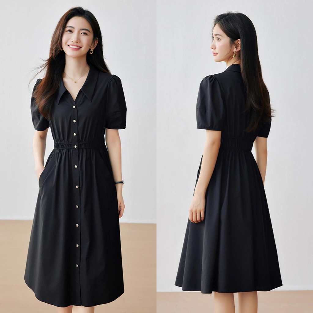 Long Dress Hitam Press Body Gaun Pesta Mewah Elegan Dress Vintage Wanita Kekinian Korean Style Terba