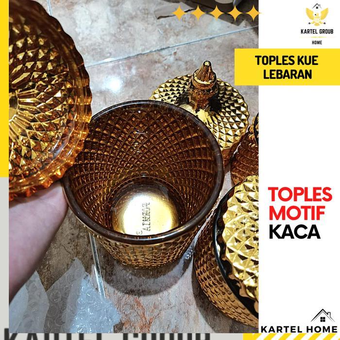 HOME Toples Emas Mewah Set Kaca Toples Kristal Lebaran