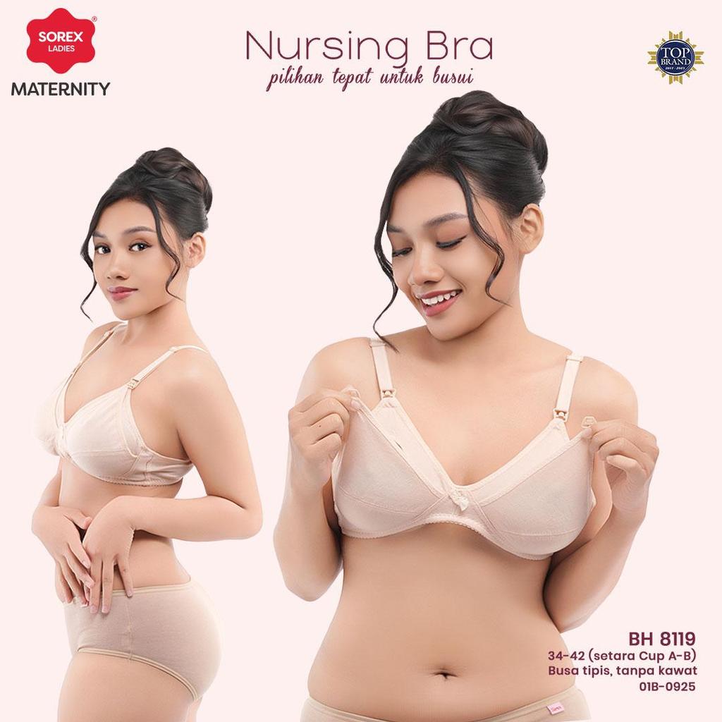 Sorex Bra Menyusui Sorex BH 8119 Cup A-B Tanpa Kawat dan Busa Tipis Bukaan Depan Kait Atas Nyaman un