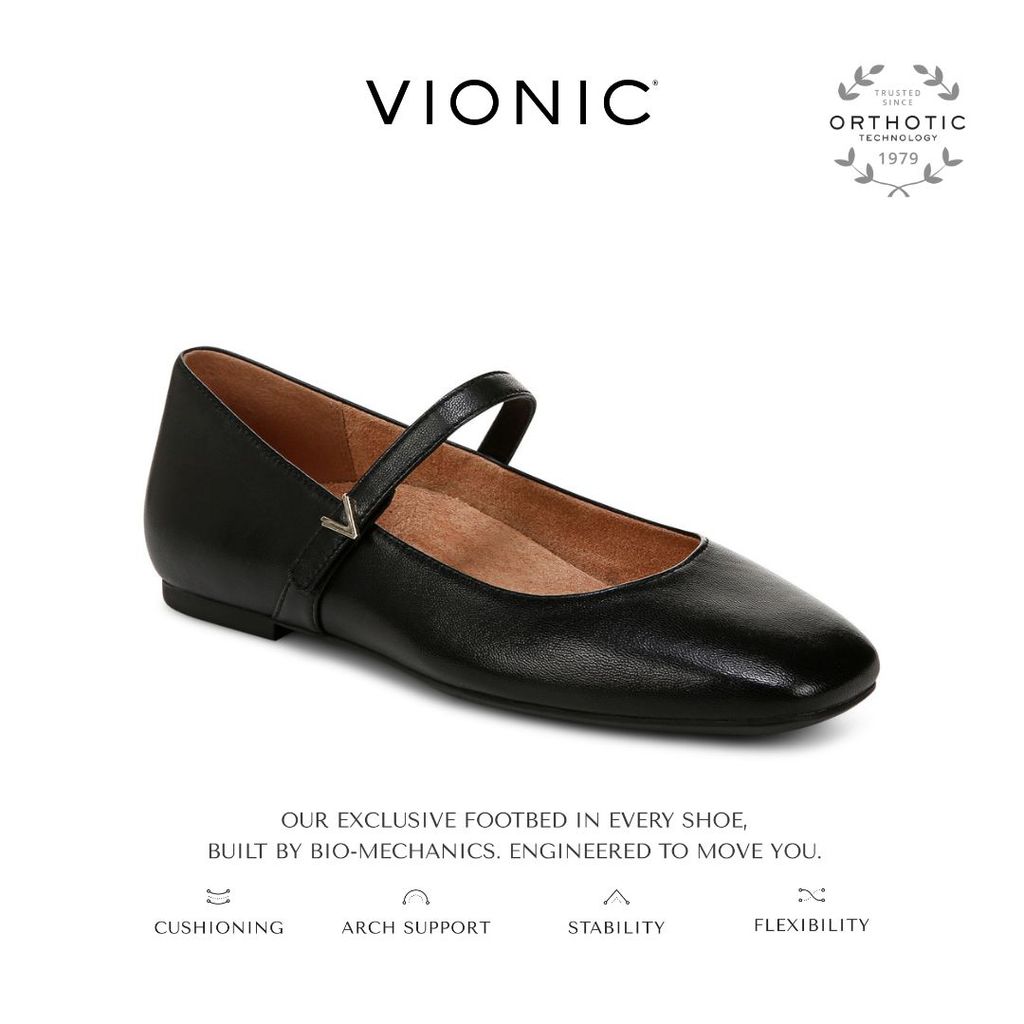 Vionic Alameda Black Flatshoes wanita