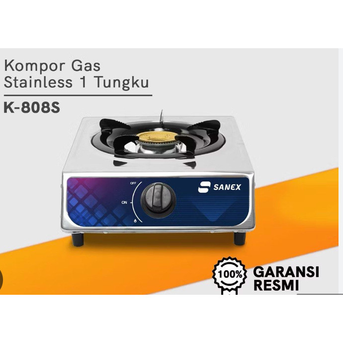 KOMPOR SANEX 1 TUNGKU STAINLESS - Kompor GAS 1 Tungku SANEX (K-808 S)