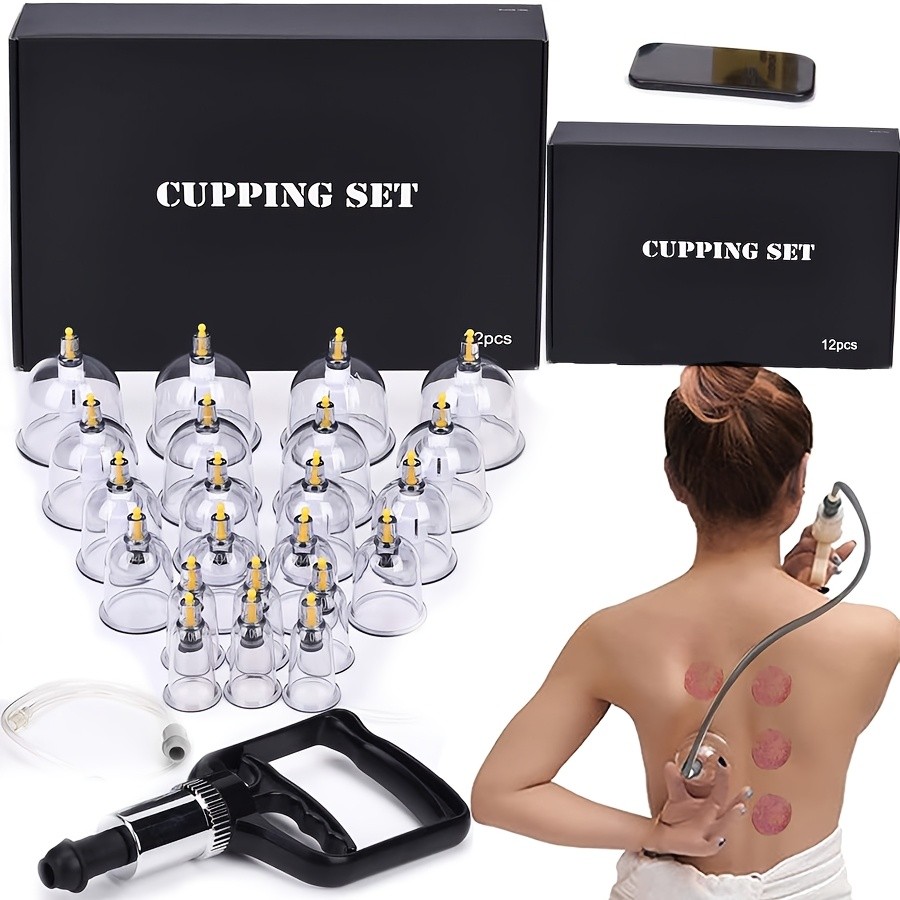 32pcs Cupping Relaxation Kit with Hand Pump and Detailed Cupping Manual for Multiple Sizes of Vacuum