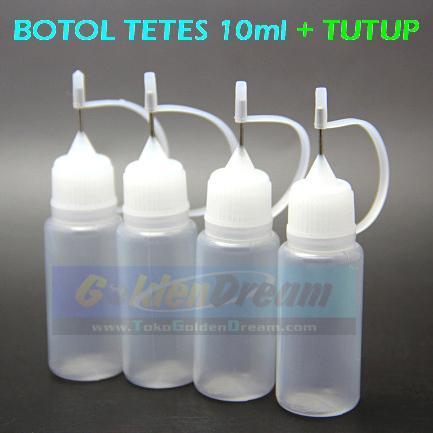 Botol Tetes 10ml + Tutup Needle Dropper Bottle RDA RBA 10 ml Liquid