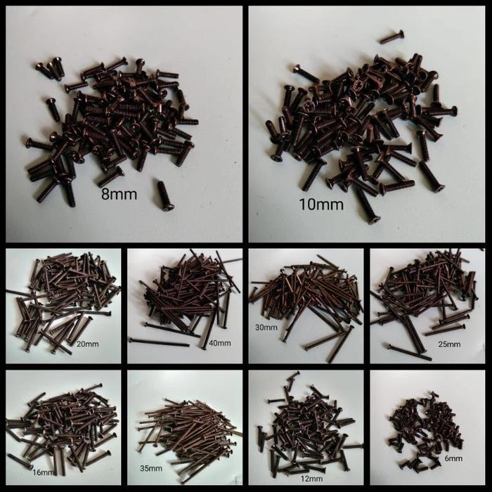 BAUT 2MM KEPALA RATA / BAUT GEPENG M2 /SCREW M2 [100PCS] - 40mm, Hitam, 100pcs by Mixmaxtoys
