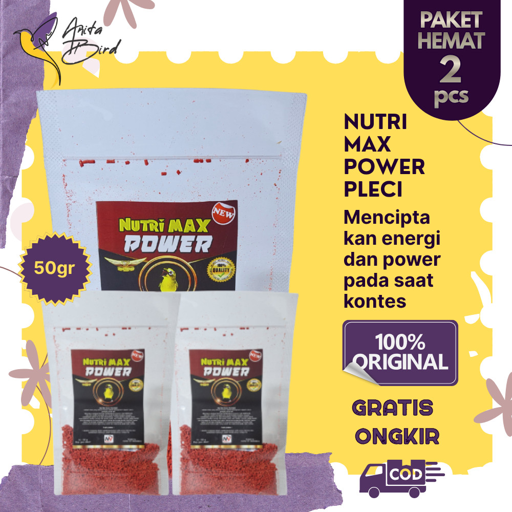 [Paket Hemat 2 Pcs] Nutri Max Power 50g Voer Pleci Premium Pakan Burung Pleci Biar Gacor & Ngerol Pa
