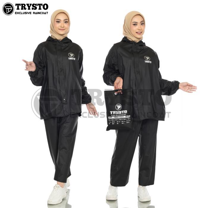 BISA COD - MANTOL Jas hujan Dewasa pria dan wanita setelan baju celana - Pmr Hitam, M Terlaris