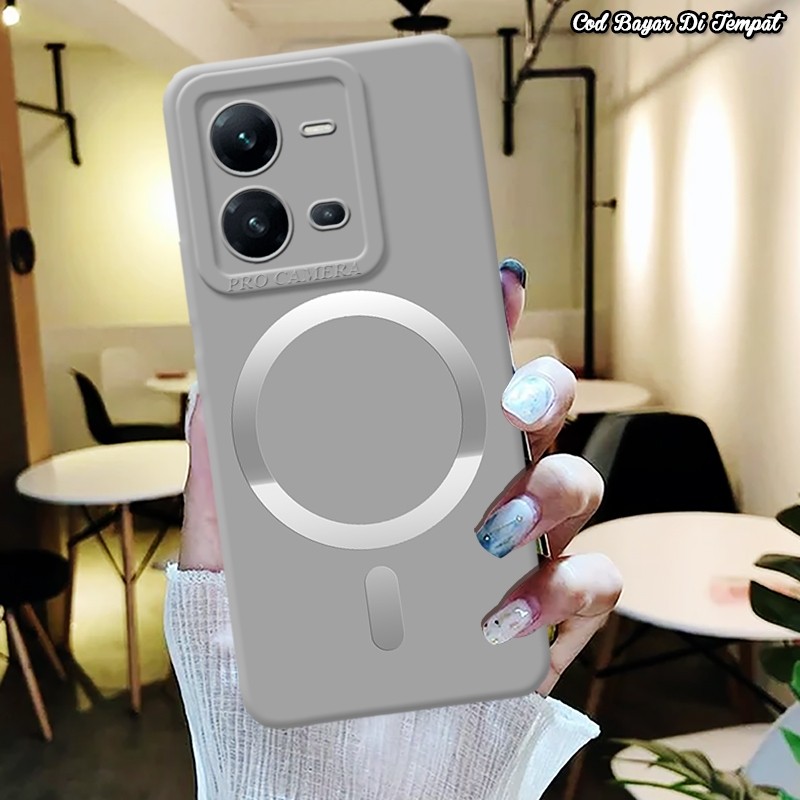 Premium Silicone Full Cover Case VIVO V25 5G / V25E Fashion MAGSAFE Series Softcase Pro Camera Cassi