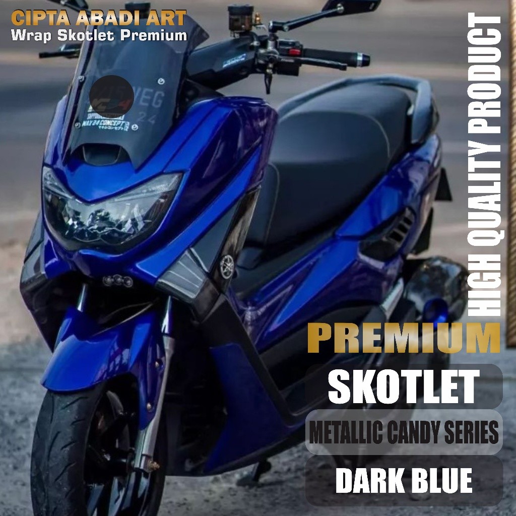 STIKER SKOTLET MOTOR DARK BLUE METALLIC CANDY GLOSSY SCOTLET BIRU METALIK CANDI DAYA REKAT TERBAIK L