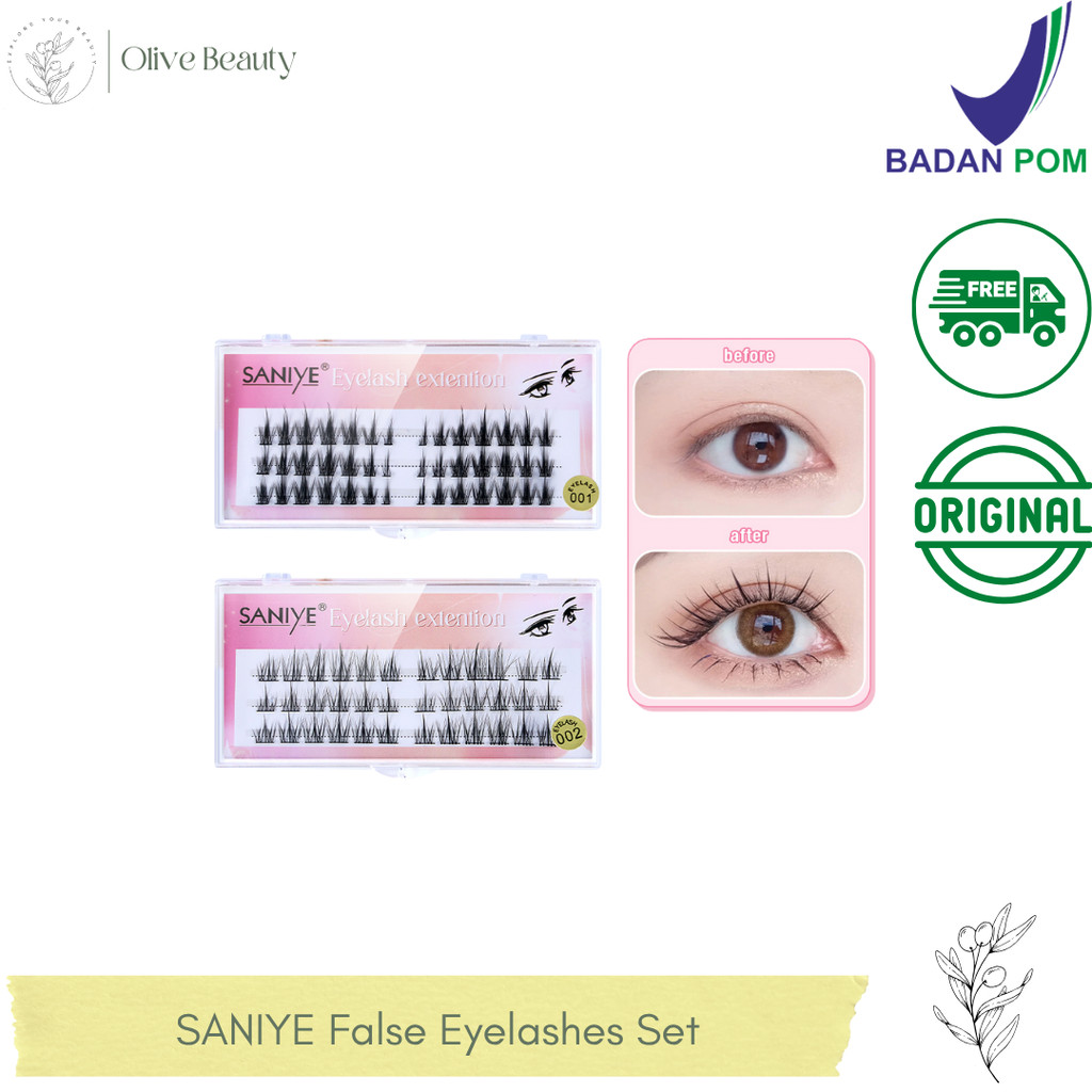 SANIYE False Eyelashes Set Tebal bisa pilih Pinset tweezers J3003