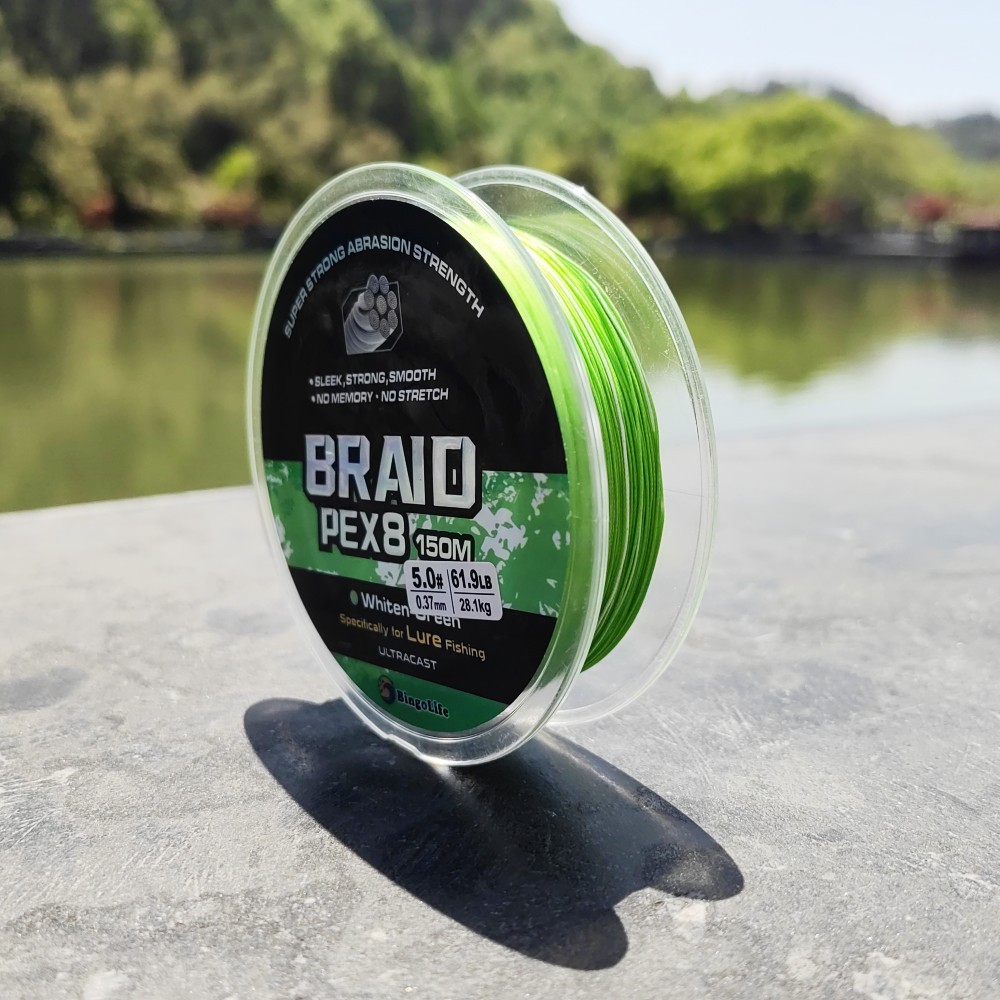 Bingolife Tali PE X8 150m Hijau Cepat Tenggelam Kuat Casting 0.12mm-0.5mm Memancing Lure