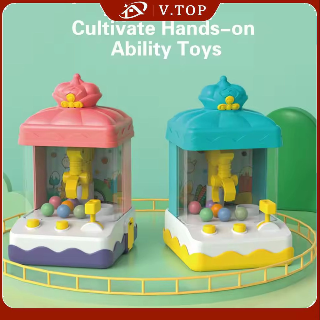 Mainan Mesin Capit Mini Anak - Permainan Tangkap Bola Permen Boneka, Latihan Keterampilan Motorik Ha