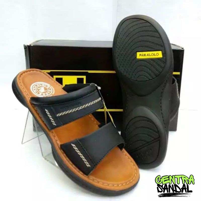 Sandal Pria Kulit Pakalolo 0875 Original Coklat Hitam Size 39-44
