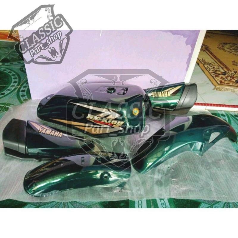 PAKET TANGKI BODY SET RX KING FULL SET WARNA HIJAU BOTOL SET STRIPING 2002