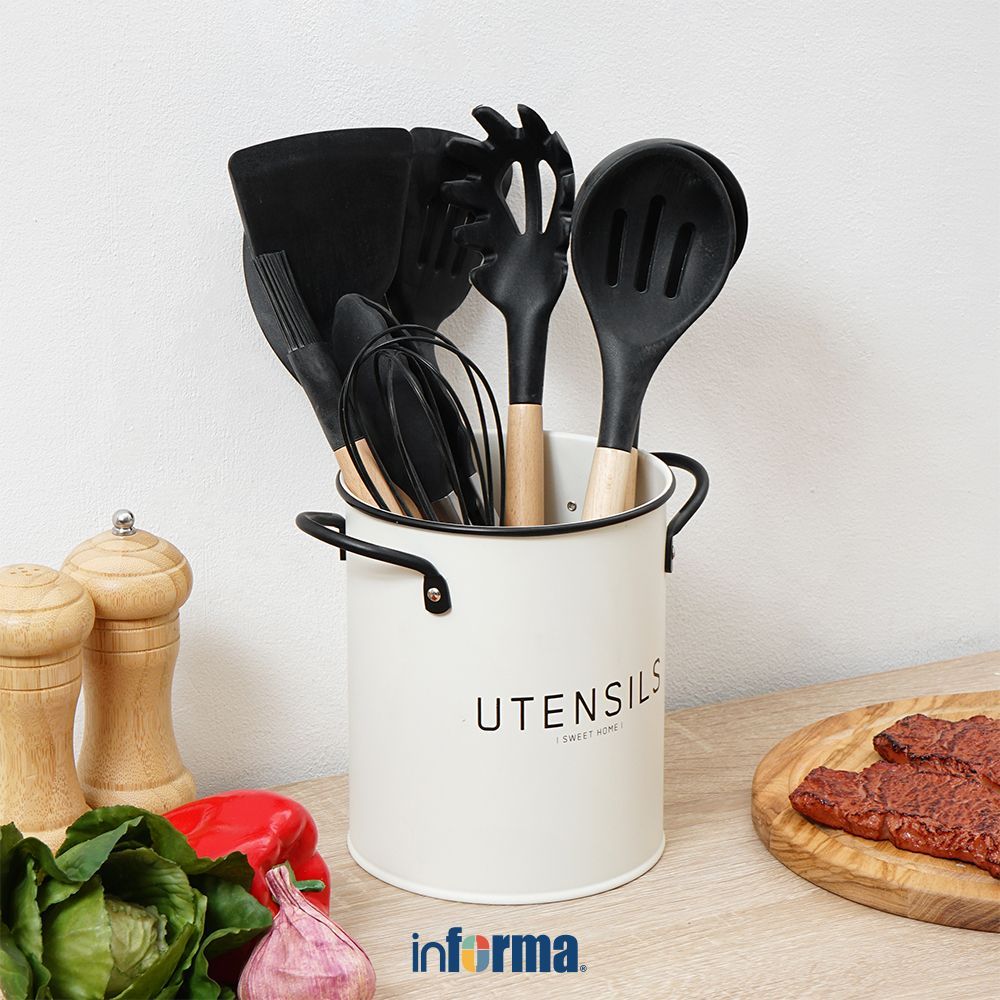 Informa Set 20 Pcs Vera Peralatan Masak Dengan Holder - Putih/Hitam Cooking Utensils Set Peralatan M