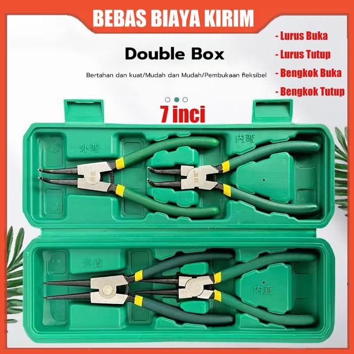 [krakatauview] 4 Pcs Set Tang Snap Ring Circlip Pliers Set Tang Circlip Bahan CRV Multifungsi Reed T
