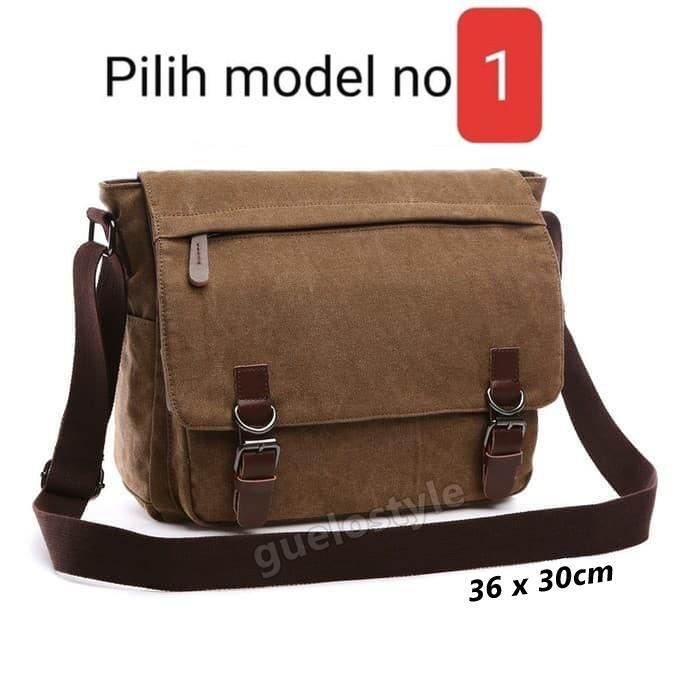 (Style Mall.id) Tas Messenger Kulit Pria Tas Laptop Selempang Kulit - BLACK HITAM