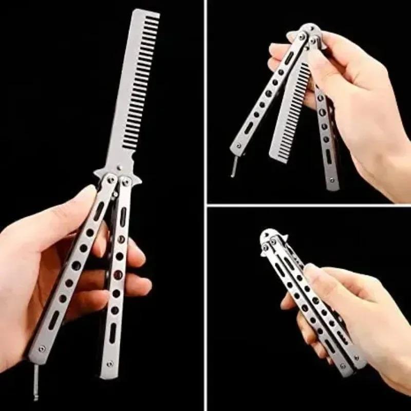 Pisau Sisir Besi Butterfly Balisong Training Knife Butterfly Training Knife Foldable Trainer Pocket 