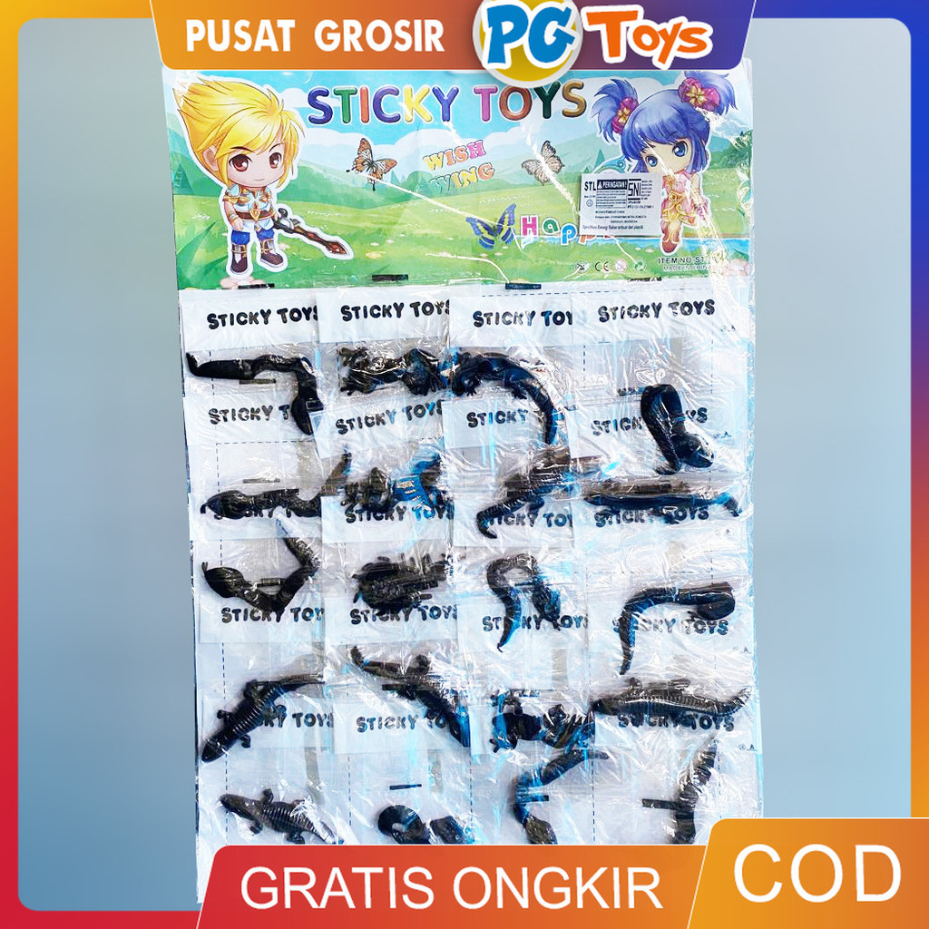 PGTOYS Mainan Sticky Toys Hewan Jelly Lentur Lengket Prank Lucu Cicak Kadal Hewan Laut Kelabang Ular