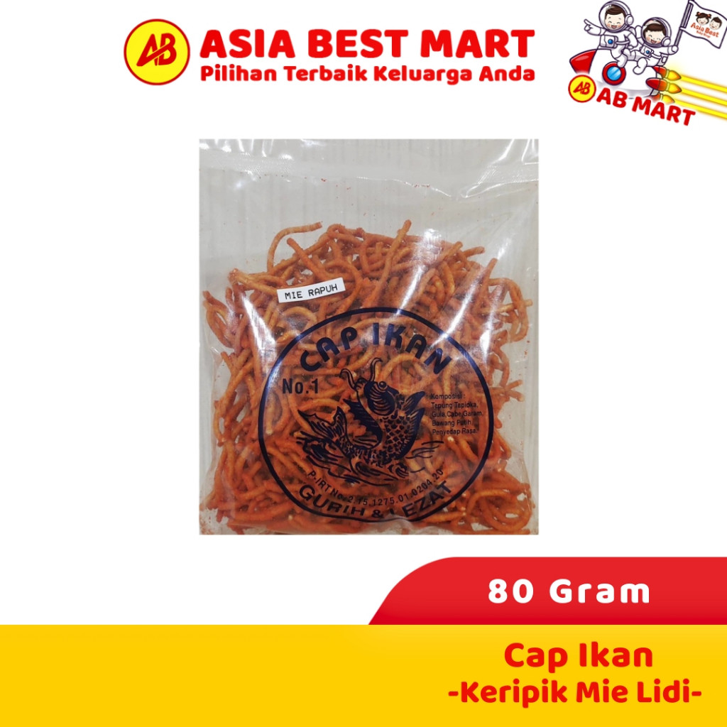 Keripik Mie Lidi Rapuh Cap Ikan Khas Medan 80 Gram Snack Cemilan - ASIA BEST