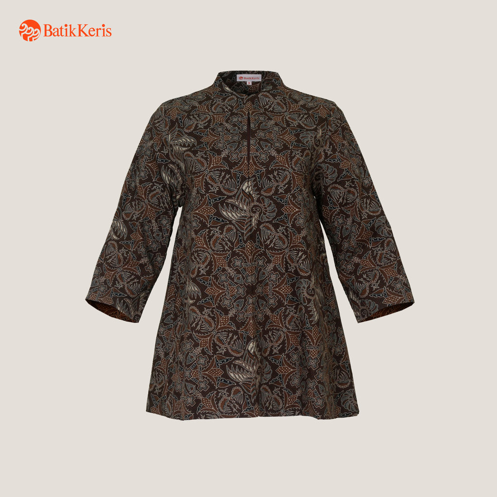 Batik Keris Outer Batik Lengan 7/8 Motif Keris Ceplok Renggo Puspito - Coklat