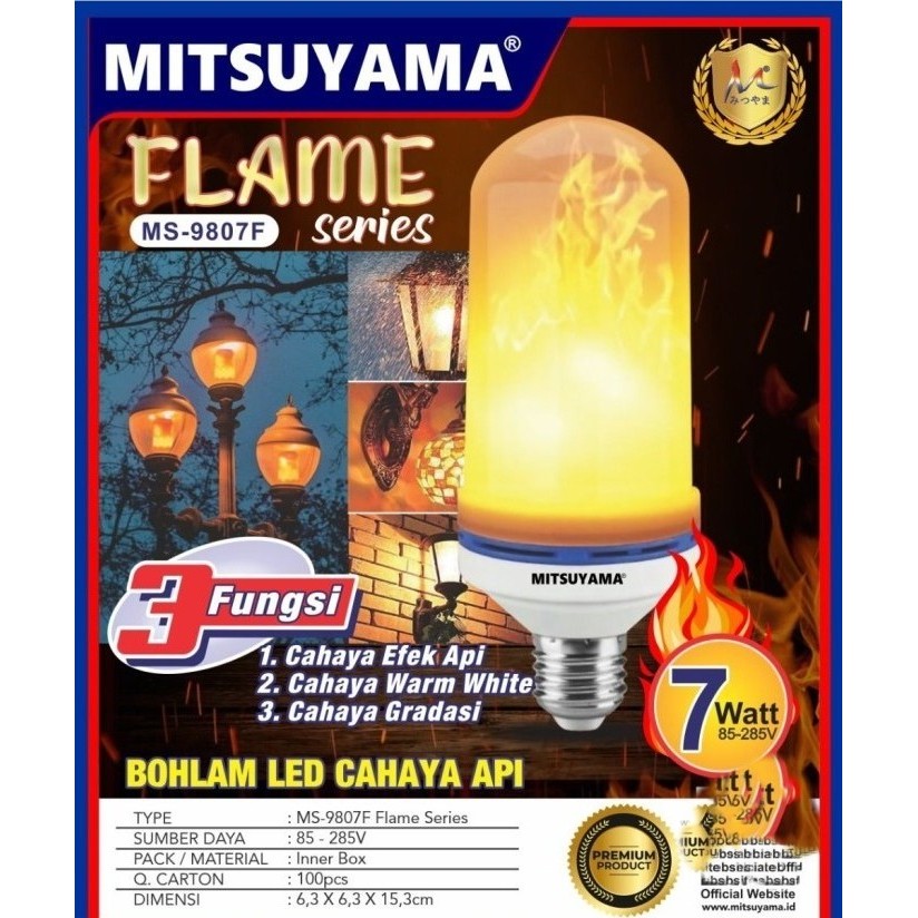 Mitsuyama Bohlam Emergency Cahaya Api MS-9807F Mitsuyama 3 MODE CAHAYA