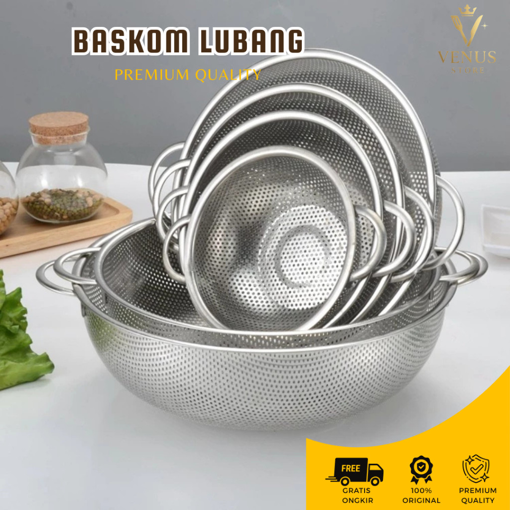 Cookery Baskom Lubang Sayur Bakul Stainless Wadah Cuci Sayur Saringan Stainless Steel