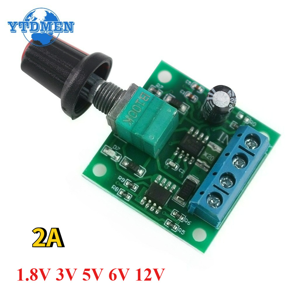 DC Motor 1.8V 3V 5V 6V 12V 2A PWM Adjustable Speed Controller Potentiometer Knob Swit Kit Control Go