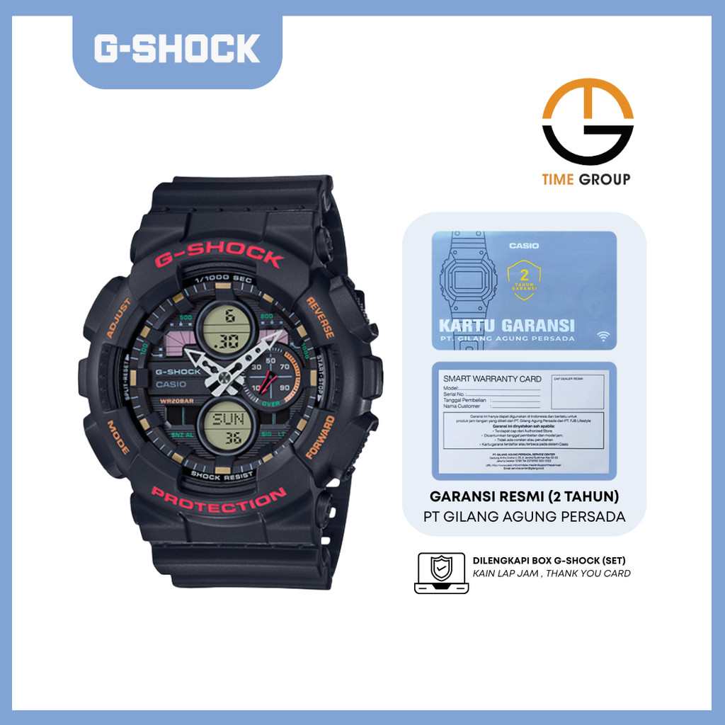 JAM TANGAN PRIA CASIO G-SHOCK GA140-1A4 GA-140-1A4 ANALOG DIGITAL RESIN STRAP ORIGINAL
