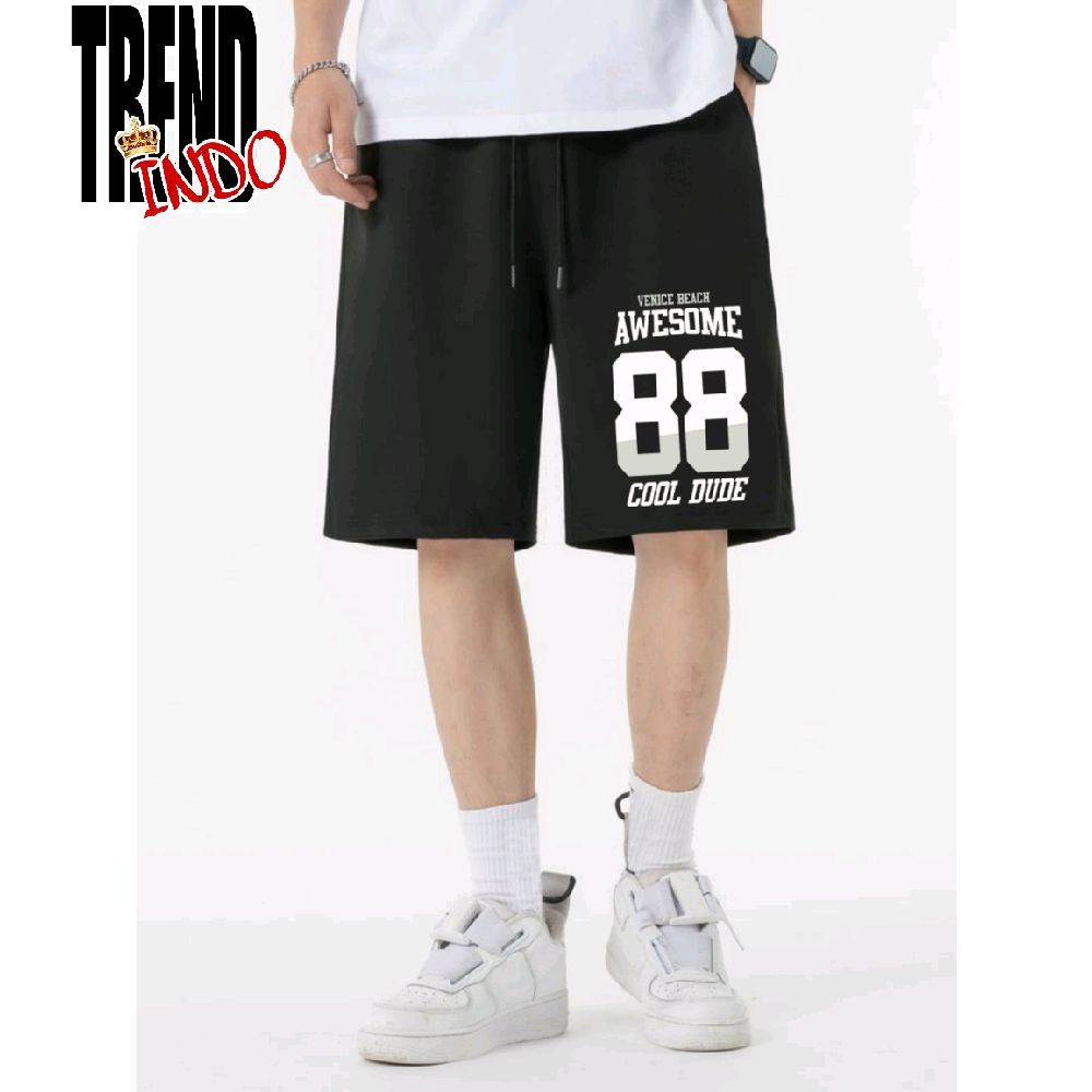 Celana Pendek Pria Wanita 88 Celana Pendek Laki-laki Perempuan Jumbo Shorts Hitam Kain Lembut
