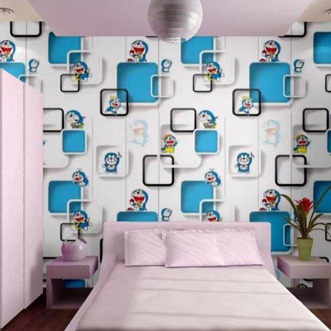 Wallpaper Dinding Motif Doraemon Kotak 3D - DORAEMON 3D