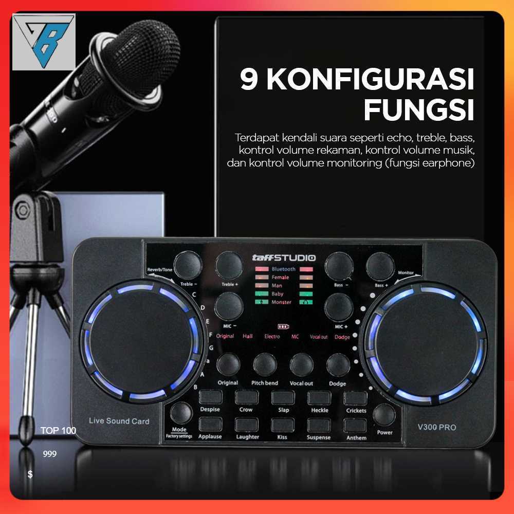 Audio Bluetooth USB External Soundcard Live Microphone - V300 Pro