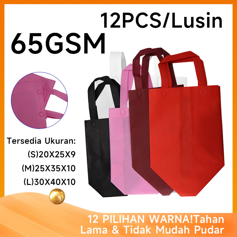 1 LUSIN (12 pcs) • TAS KOTAK SPUNBOND 20x25x9, 25x35x10, 30x40x10 • Model Box Handle Polos • Spunbon