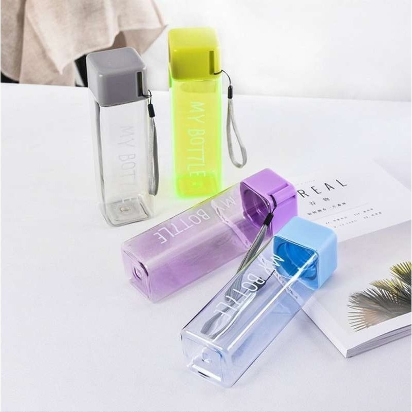Botol Minum Aesthetic Kotak 500ml MY BOTTLE Tritan Anti Pecah Bening Tahan Panas Dingin
