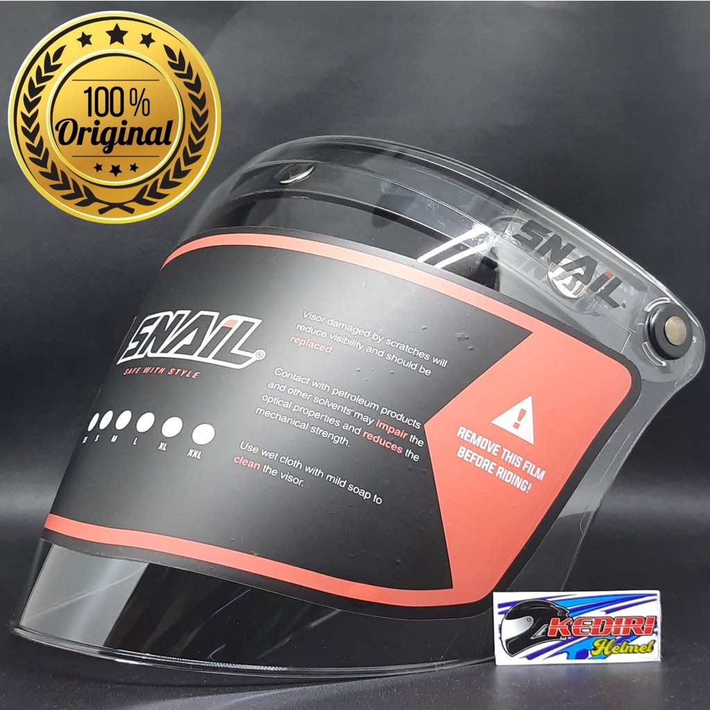 AY SHOP - Visor SNAIL F19A Original ori kaca helm retro datar iridium flat warna red blue clear hita