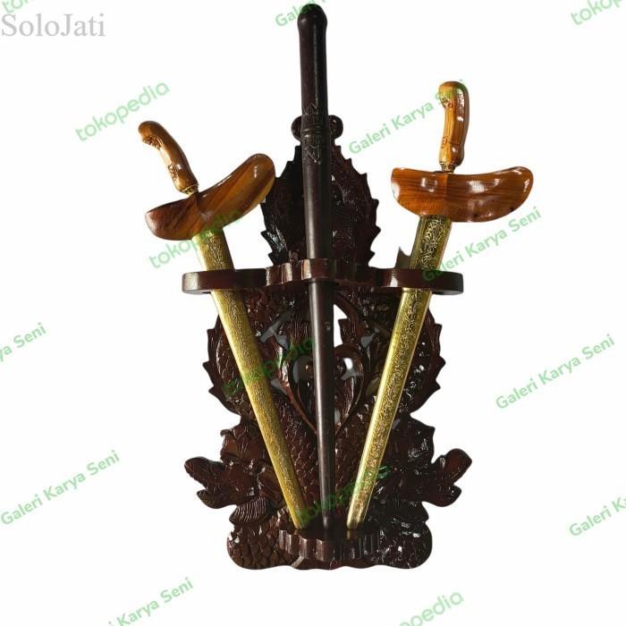 Blawong Keris Tombak Isi 3 Kayu Jati Ukir NagaRaja Warna k Antik HK2