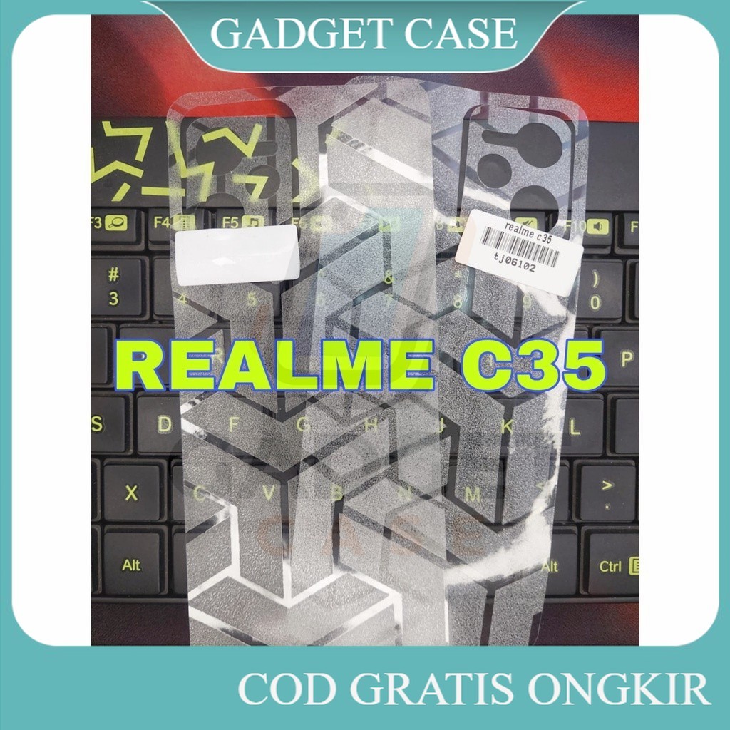 GADGET Skin Carbon Realme C35 Back Skin OPTIMUS Carbon Garskin Pelindung Belakang Handphone