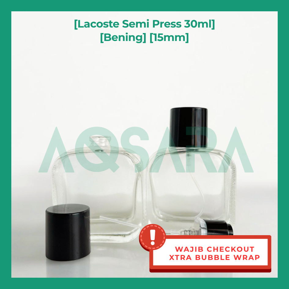 Botol LCST 30ml Semi Press Bening Tutup Hitam