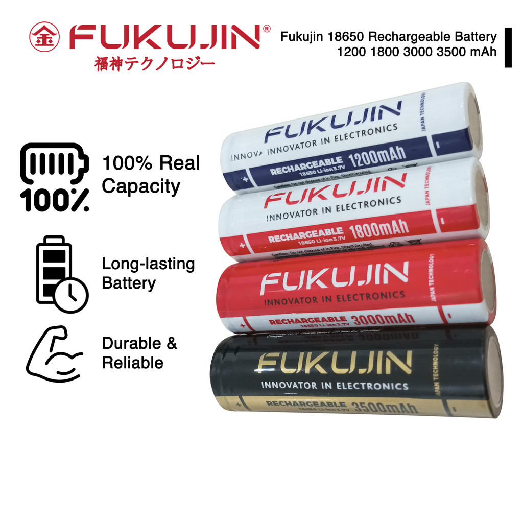 BATTERY CHARGE 18650 1200MAH 1800MAH 3000MAH 3500MAH FUKUJIN