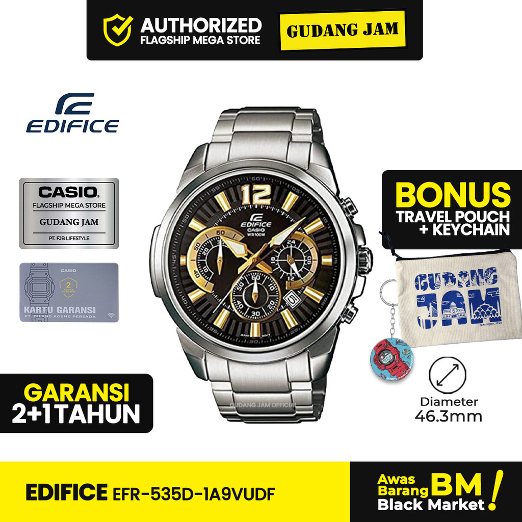 Jam Tangan Pria Edifice EFR-535D-1A9VUDF Stainles Steel Strap