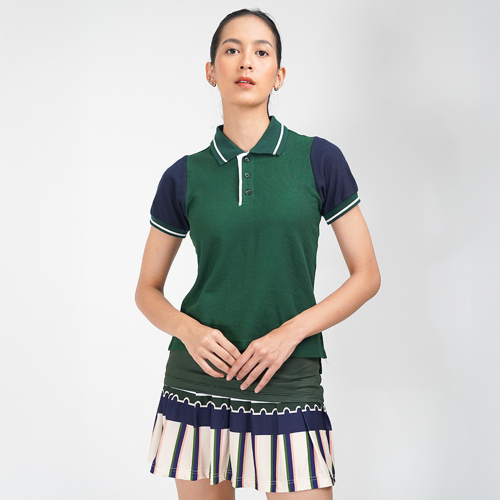 Rtw Studio Polo Lengan Pendek Wanita Wimbledon Navy Green